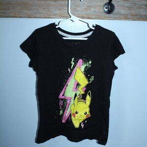 Pokemon Pikachu Size M 7/8 Tshirt Black